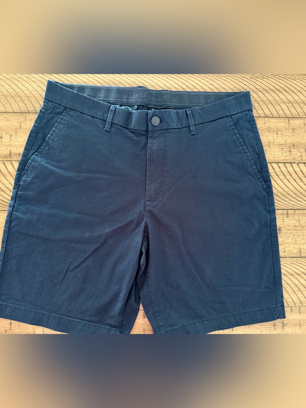 English Laundry Navy Cotton-Blend Chino Shorts
